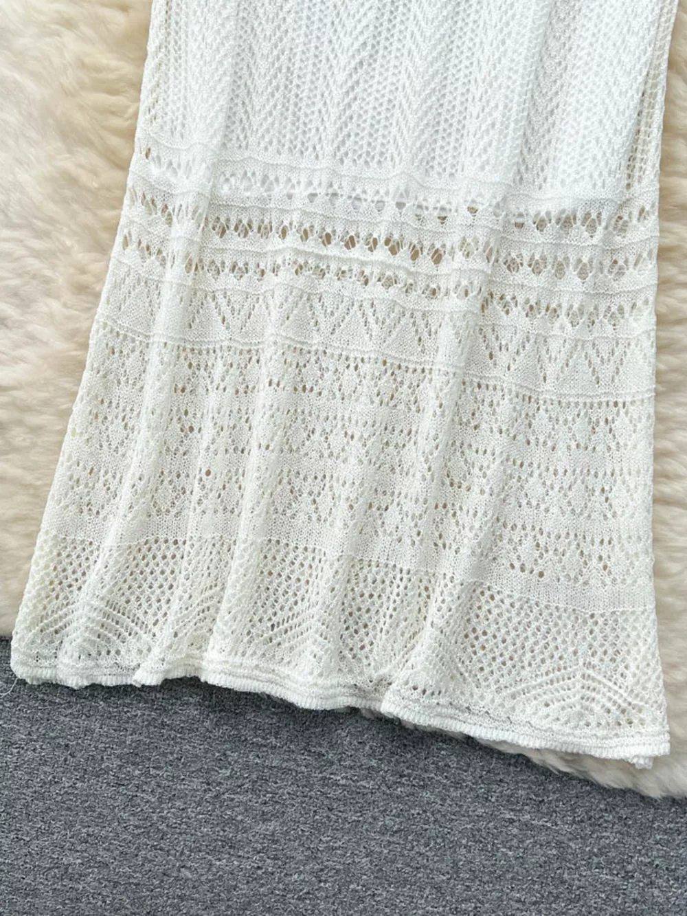 Knitted Hollow Out Maxi Skirt, image 9