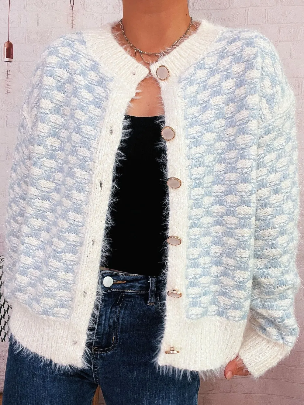 Fluffy Textured Button-Up Cardigan, image 10