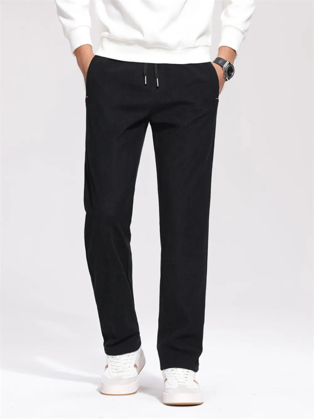 Men's Plus Size Casual Drawstring Loose Fit Pants, image 2