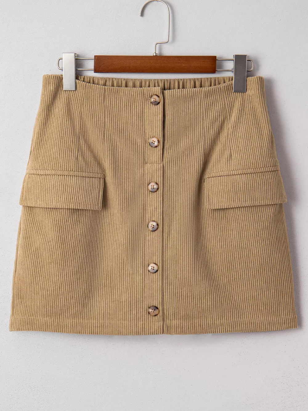 Corduroy Buttoned Front Mini Skirt, image 9