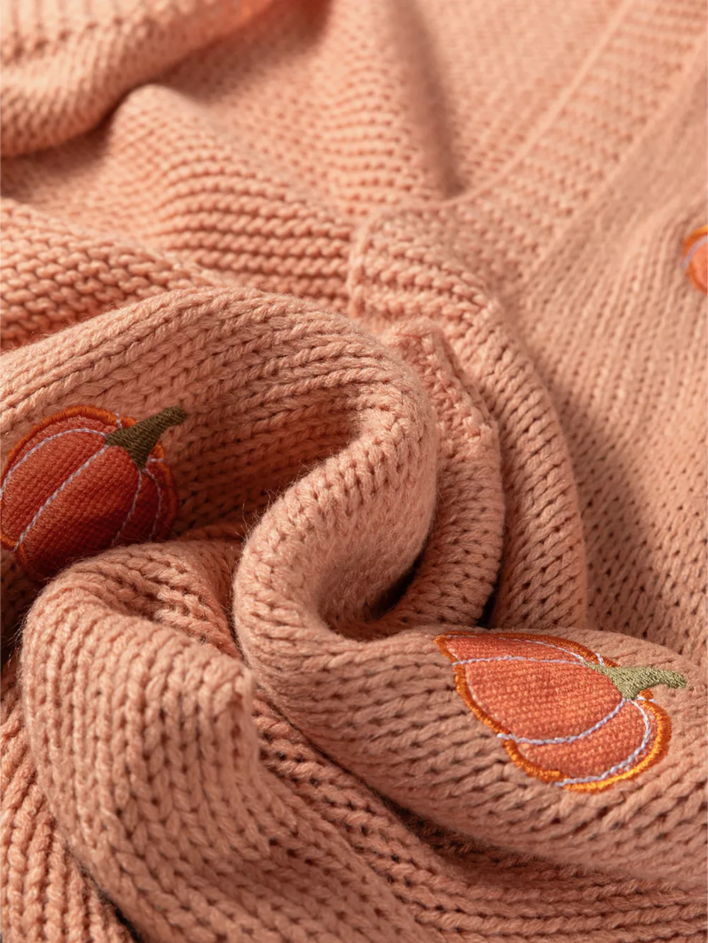 Pumpkin Tree Print Open Front Drop Shoulder Midi Cardigan, image 9