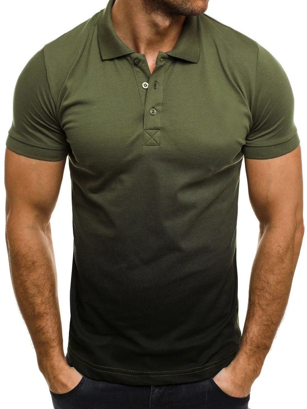 Men's Full Size Gradient Short Sleeve Polo Plus Size, image 2