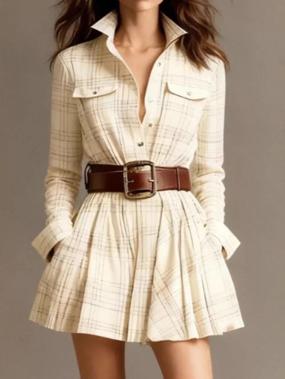 Plaid Long Sleeve Shirt Dress, image 4