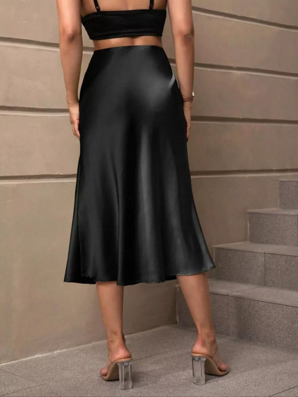 Satin Midi Skirt, image 4