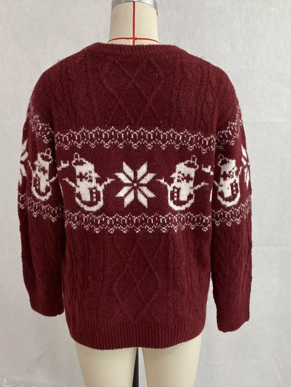 Christmas Snowman Pattern Cable Knit Sweater, image 22