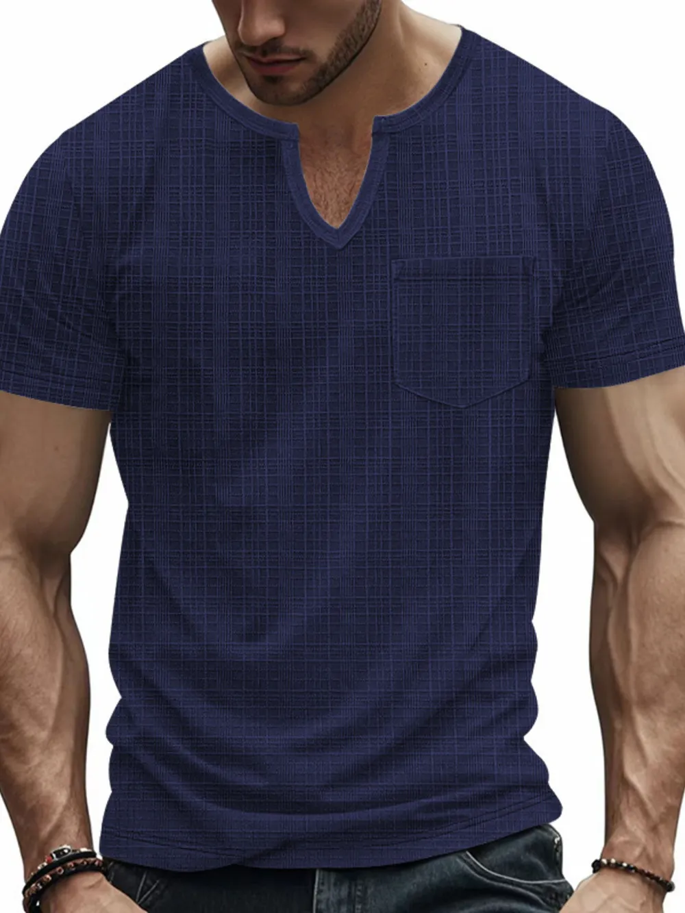 Men's Full Size Notched Short Sleeve T-Shirt Plus Size, image 4