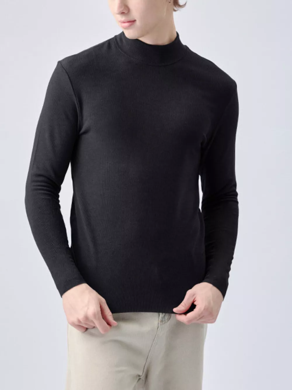 Men's Plus Size Mock Neck Long Sleeve Top