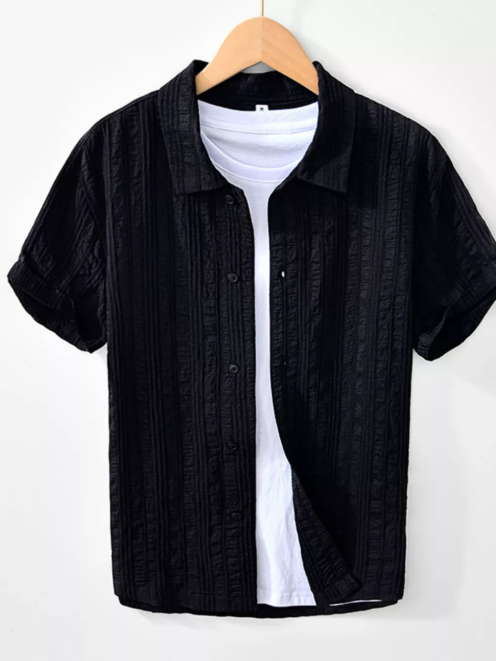 Men's Plus Size Button Up Short Sleeve Shirt, image 2