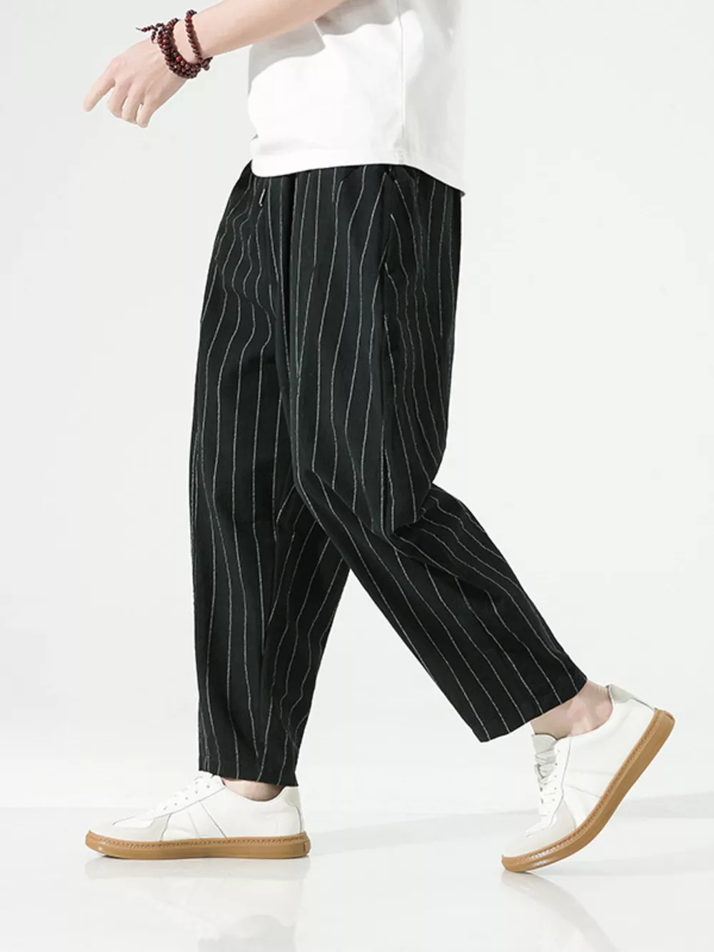 Men's Plus Size Striped Casual Loose Pants, image 3