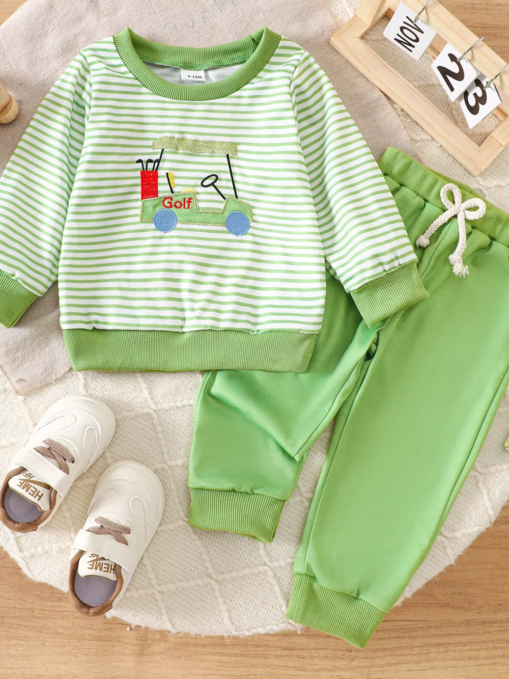Children's Golf Cart Striped Top and Pants Set, image 2