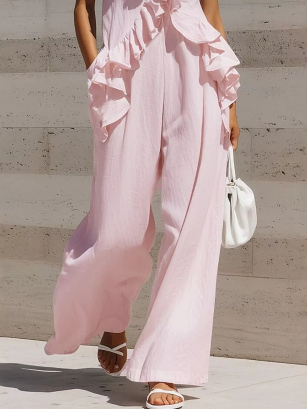 Ruffled V-Neck Sleeveless Jumpsuit, image 3