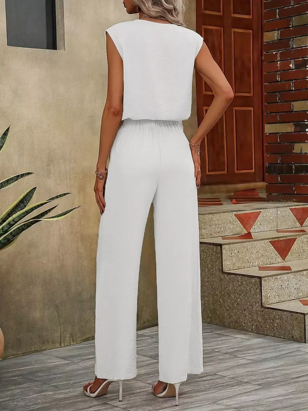 V-Neck Sleeveless Tank and Wide-Leg Pants Set, image 13