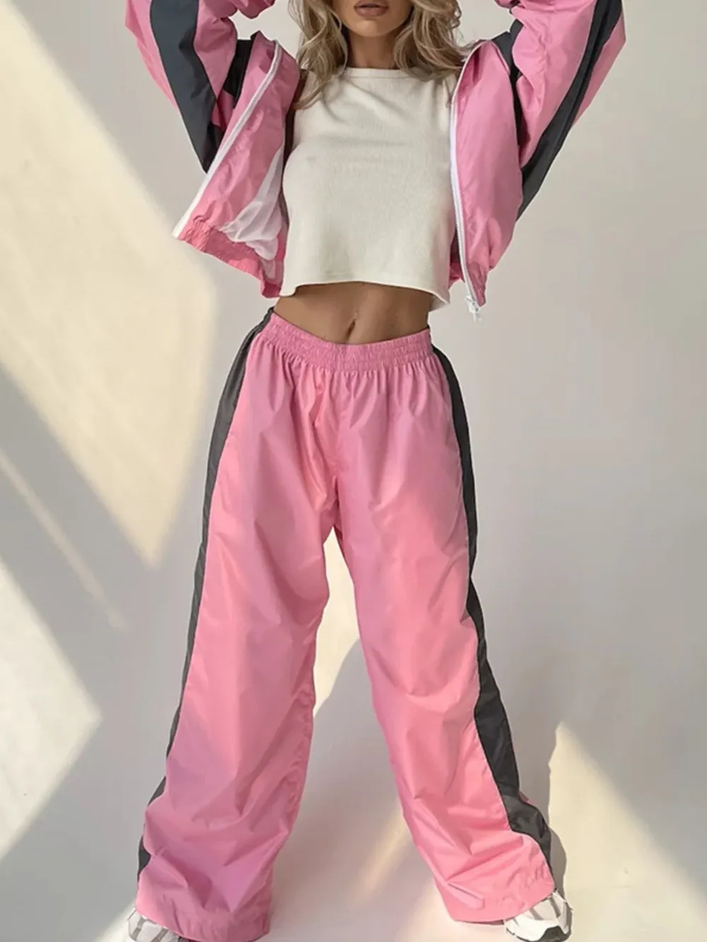 Zip Up Long Sleeve Top and Pants Set, image 2