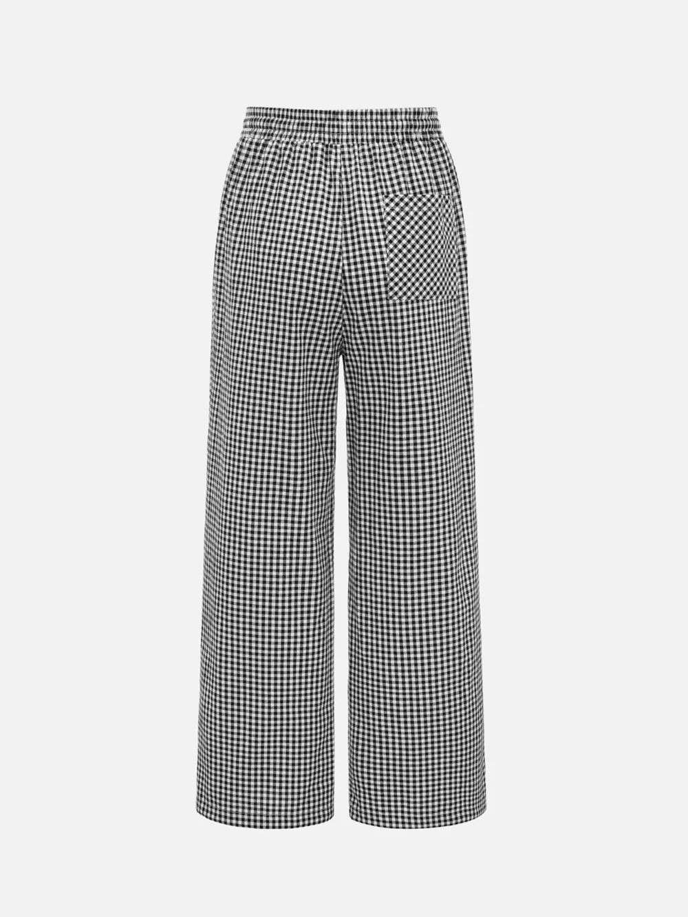 High-Waisted Gingham Wide-Leg Drawstring Pants, image 19