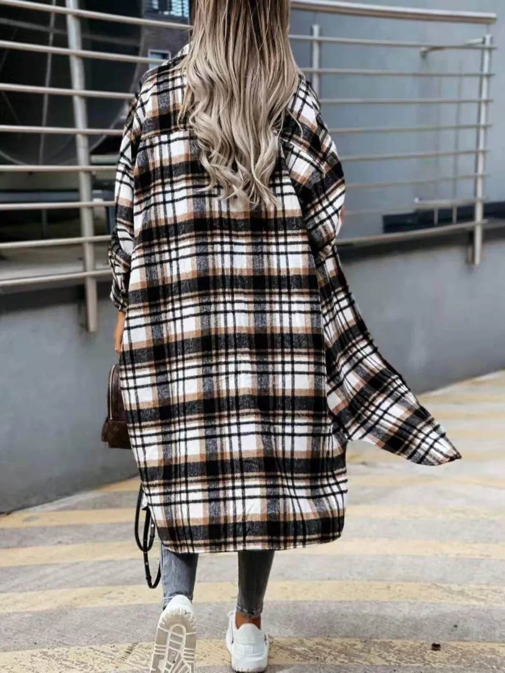 Plaid Button Up Longline Shacket, image 13