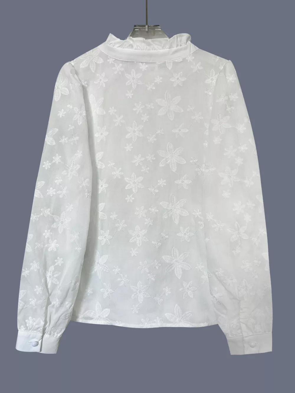 Floral Embroidered Ruffle Trim Blouse, image 7