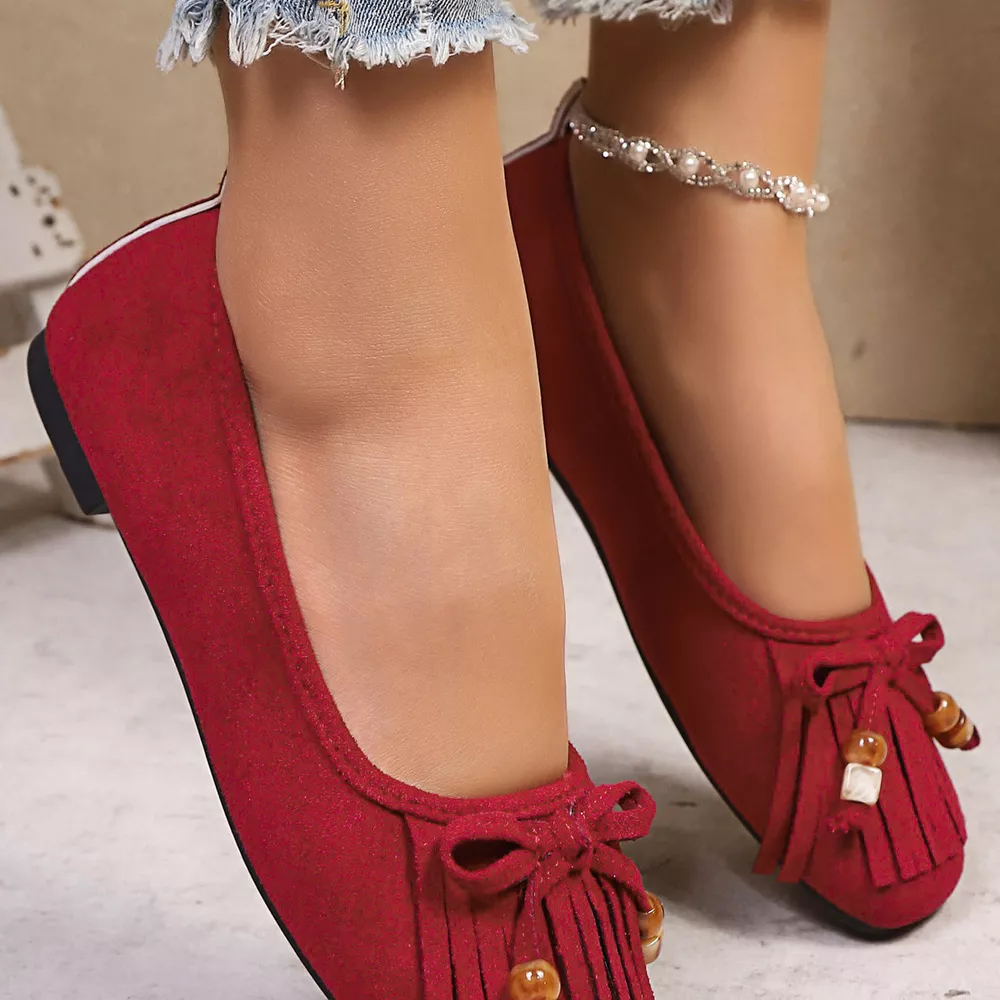 Suede Fringe Slip-Ons, image 11