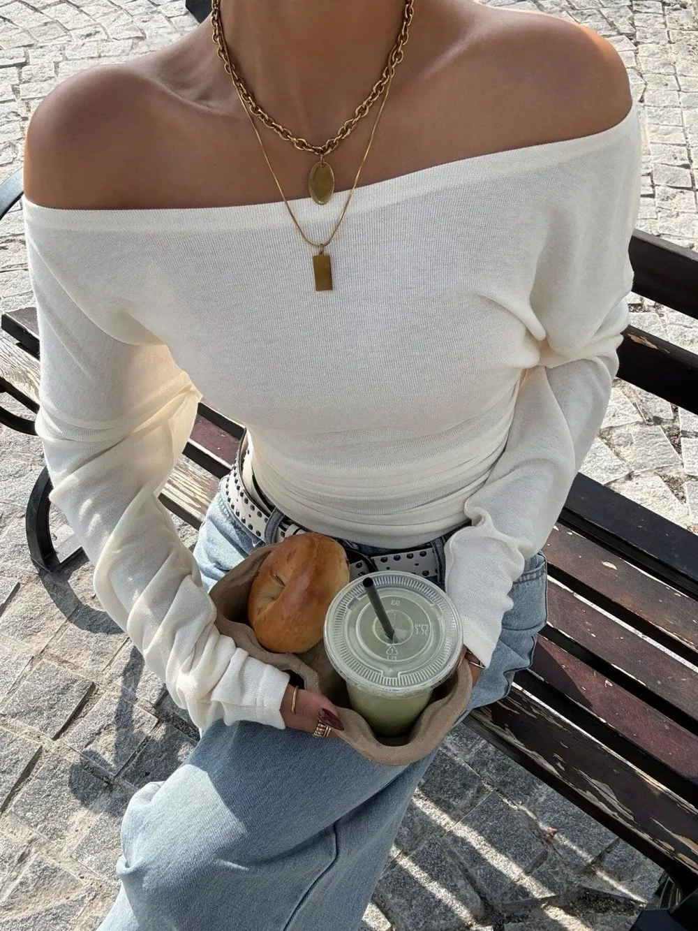 Off-Shoulder Ruched Slim Fit Long Sleeve T-Shirt, image 4