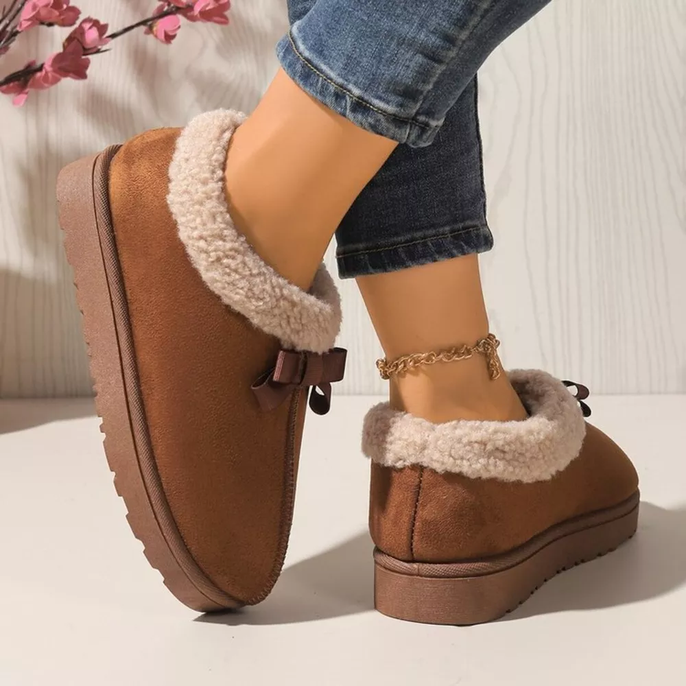 Cozy Bowknot Plush Lined Slip-Ons, image 16