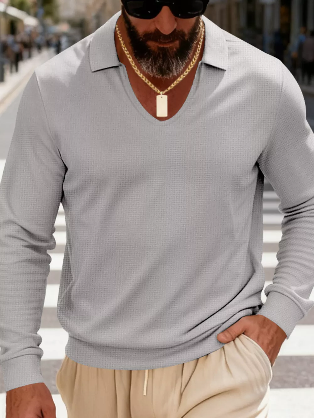 Men's Full Size Slim Fit Long Sleeve Polo Plus Size, image 5