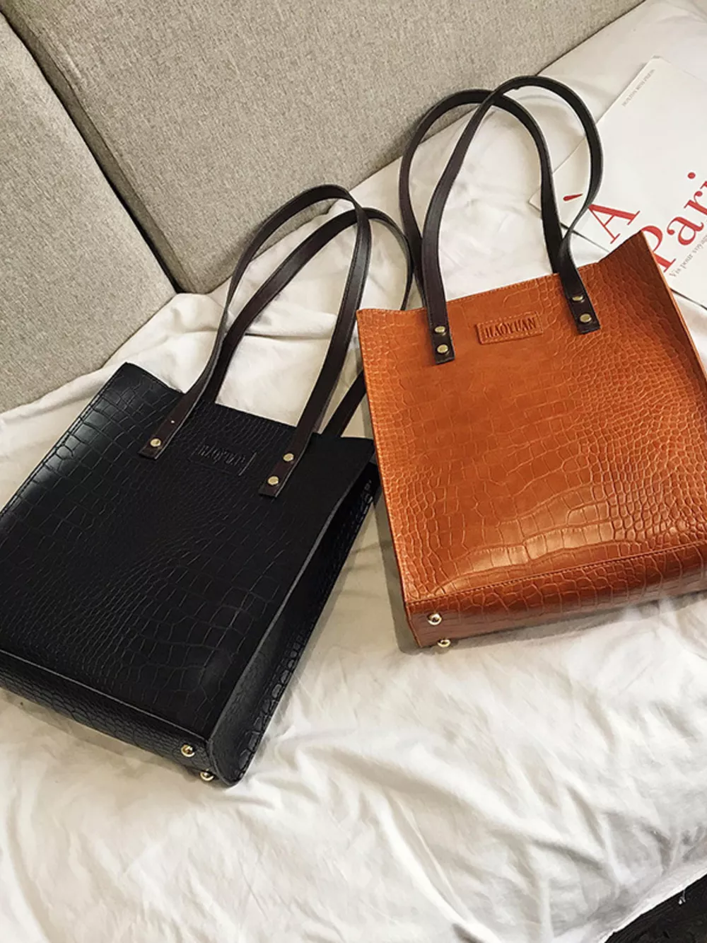 Leather Tote Shoulder Bag, image 7