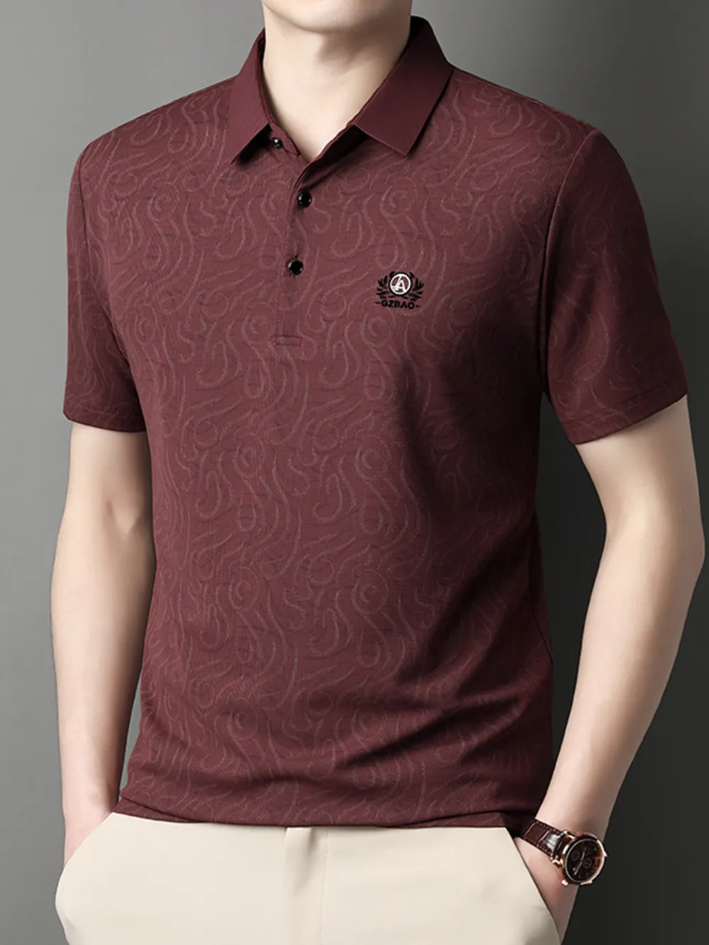 Men's Full Size Button Detail Short Sleeve Polo Plus Size, image 6