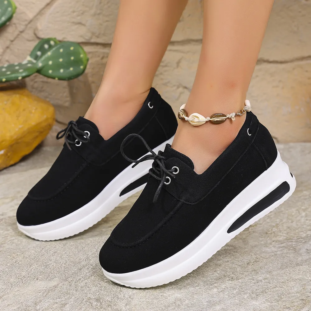 Round Toe Platform Sneakers, image 4