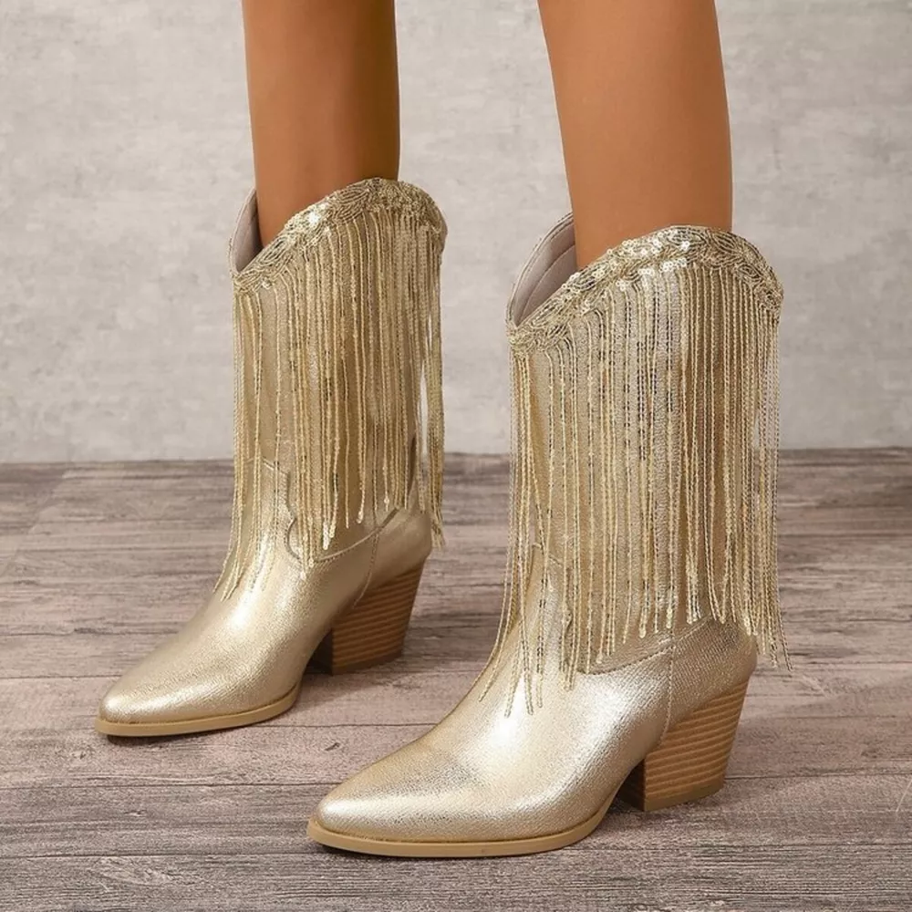 Round Toe Block Heels Boots, image 12