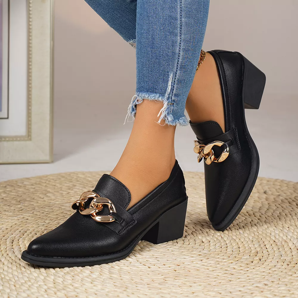 Point Toe Block Heels Loafers, image 7
