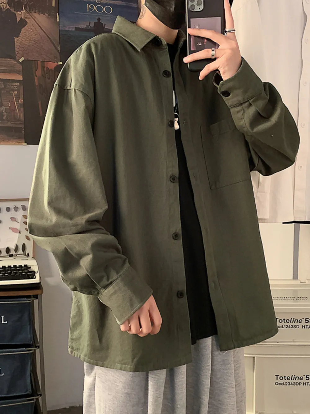 Men's Full Size Button Up Long Sleeve Shirt Plus Size, image 5
