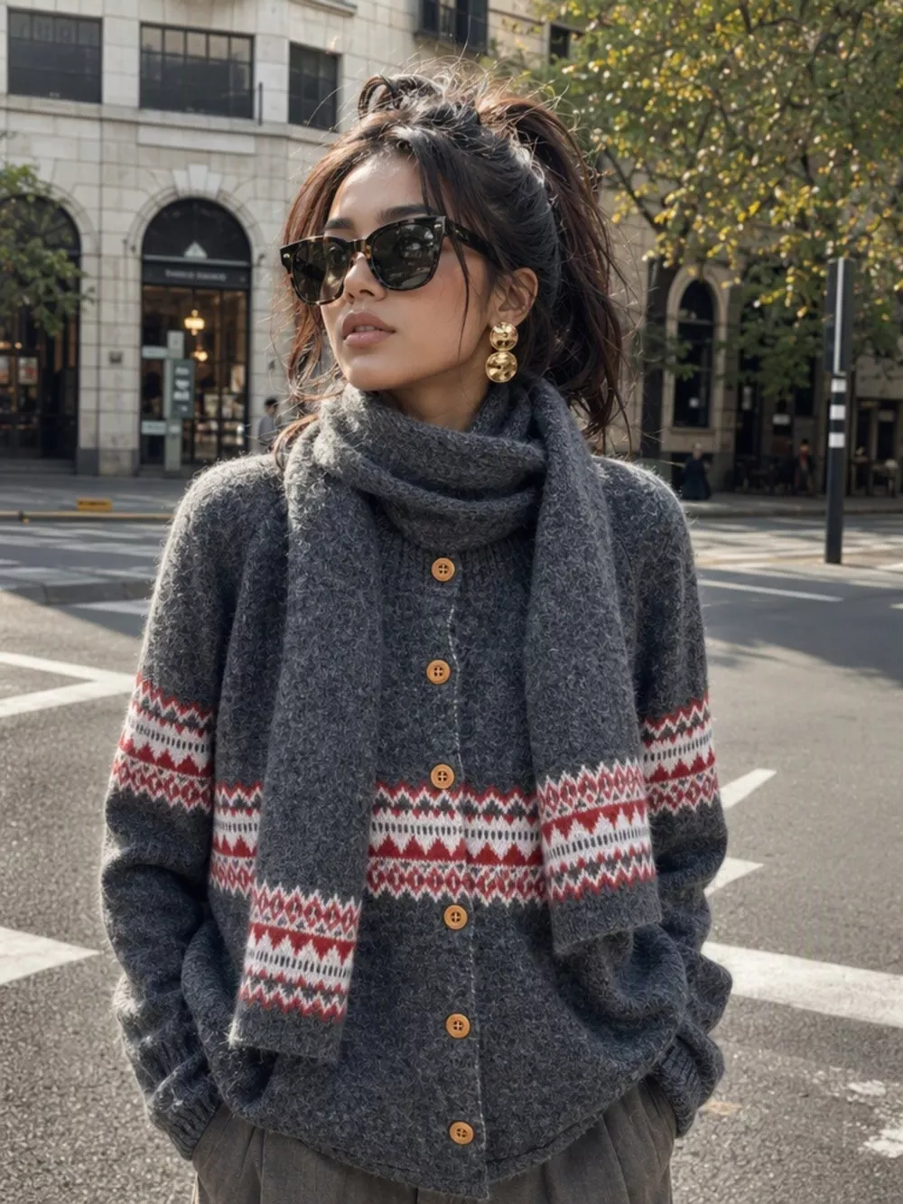 Geometric Button Down Knit Cardigan, image 18