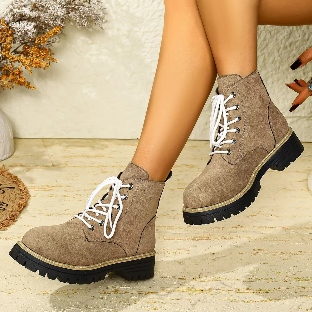 Round Toe Lace Up Boots, image 30