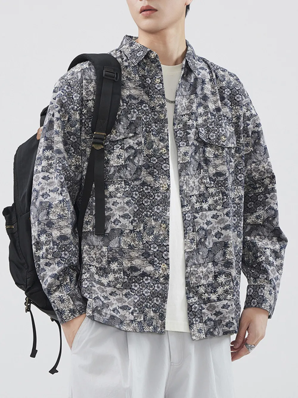 Men's Plus Size Button Up Long Sleeve Shirt, image 2