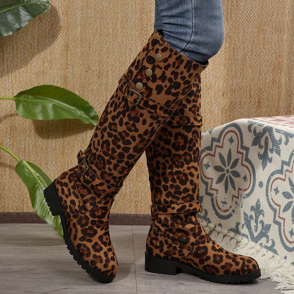Leopard Block Heels Boots, image 4