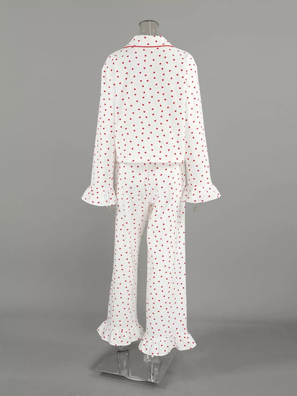 Heart Print Long Sleeve Top and Pants Lounge Set, image 8