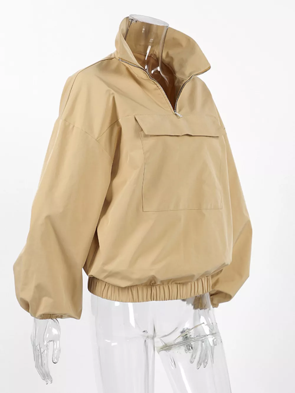 Quarter Zip Front Flap Pocket Top, image 9
