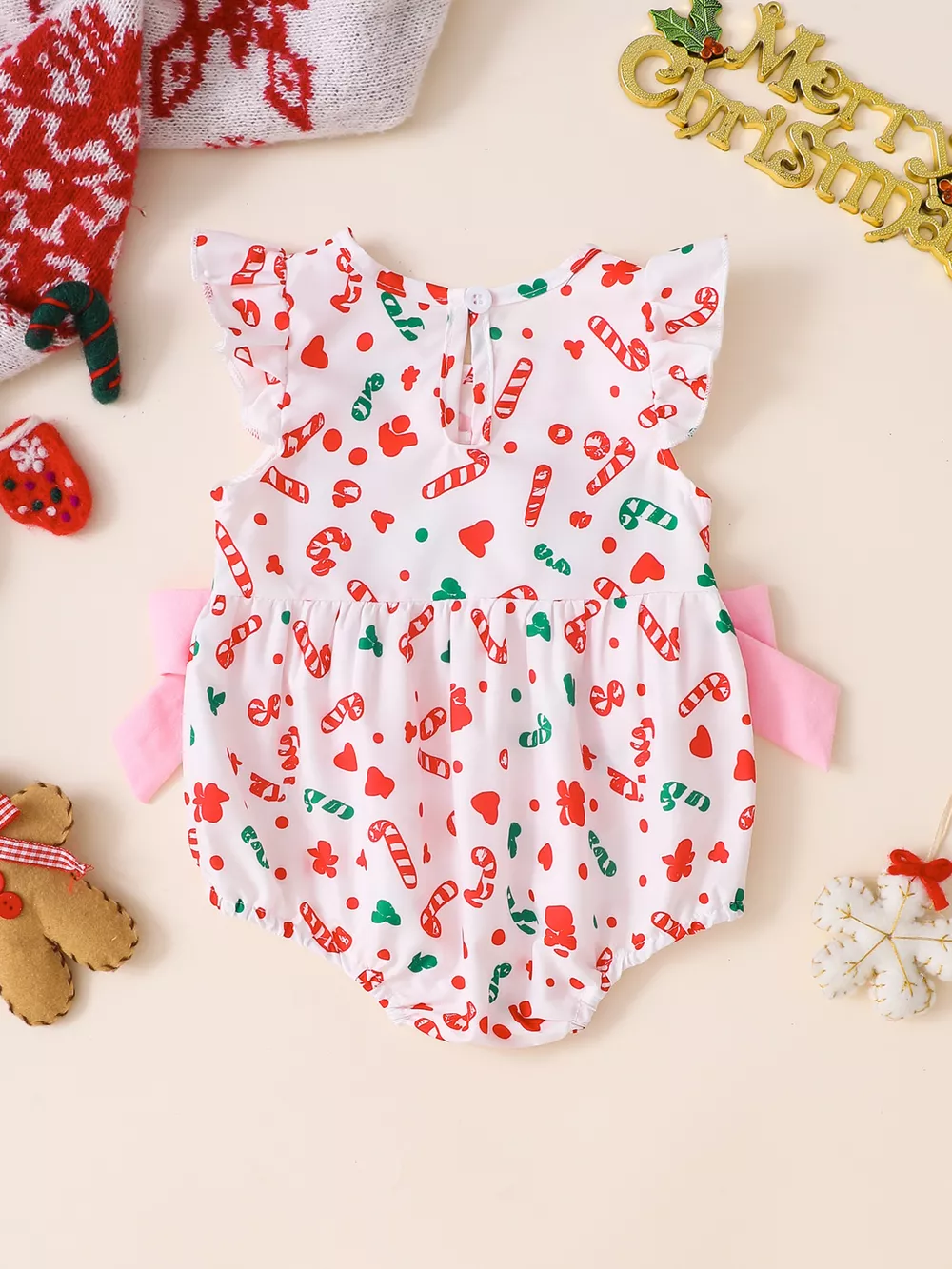 Children's Christmas Ruffle Bodysuit with Embroidery, image 6