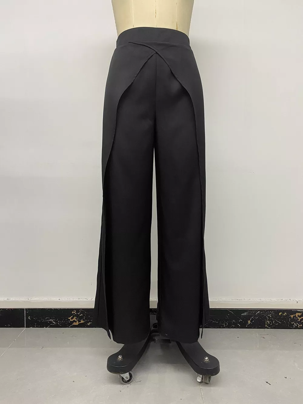 Wide-Leg Pants with Overlap Front Detail, image 12