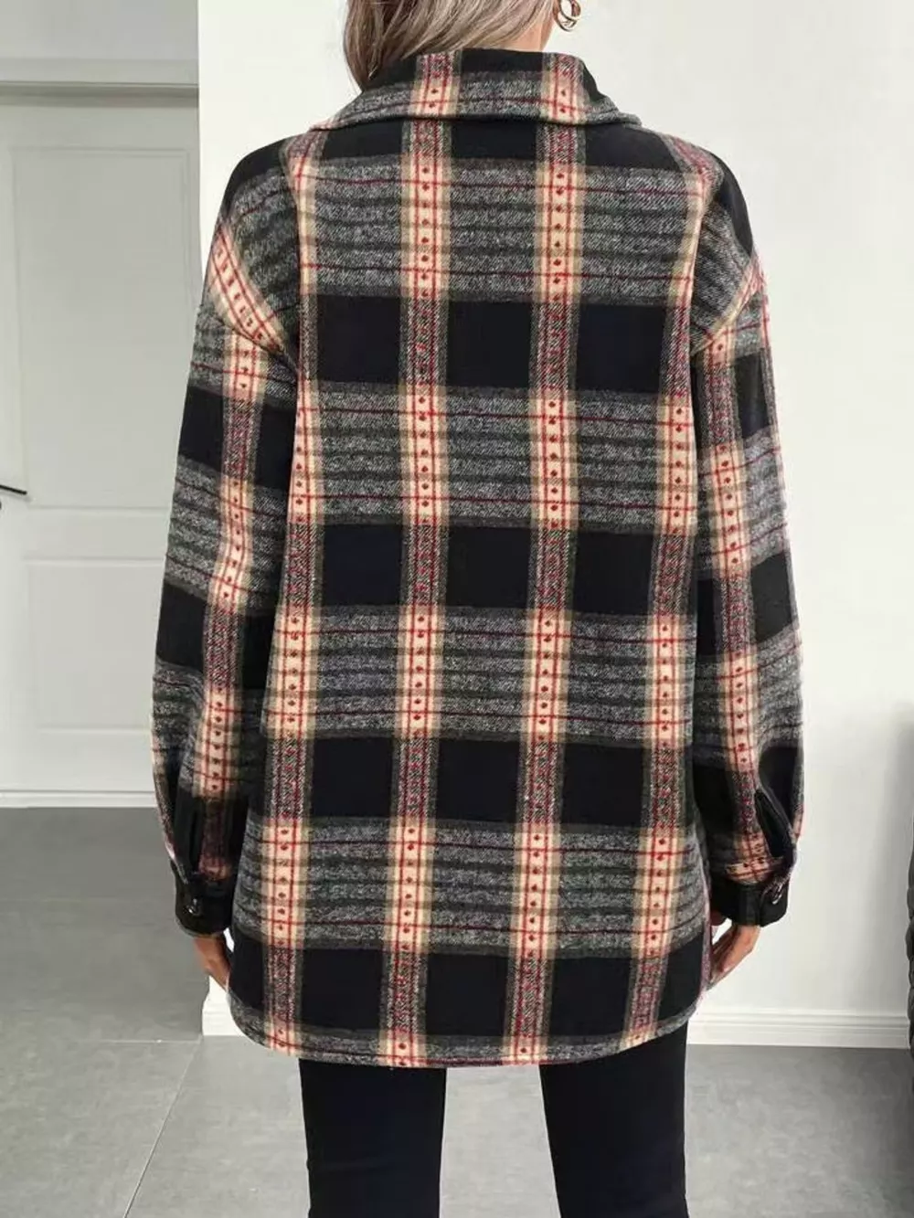Vintage Plaid Button-Up Shacket, image 2
