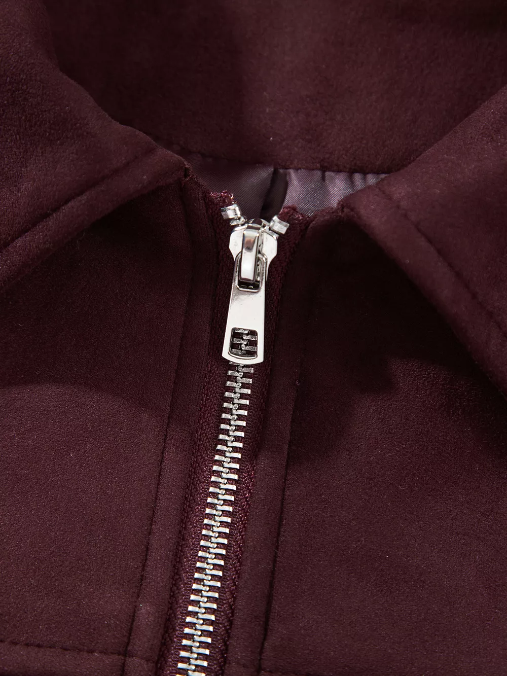Zip-up Metal Placket Collar Long Sleeve Jacket, image 9