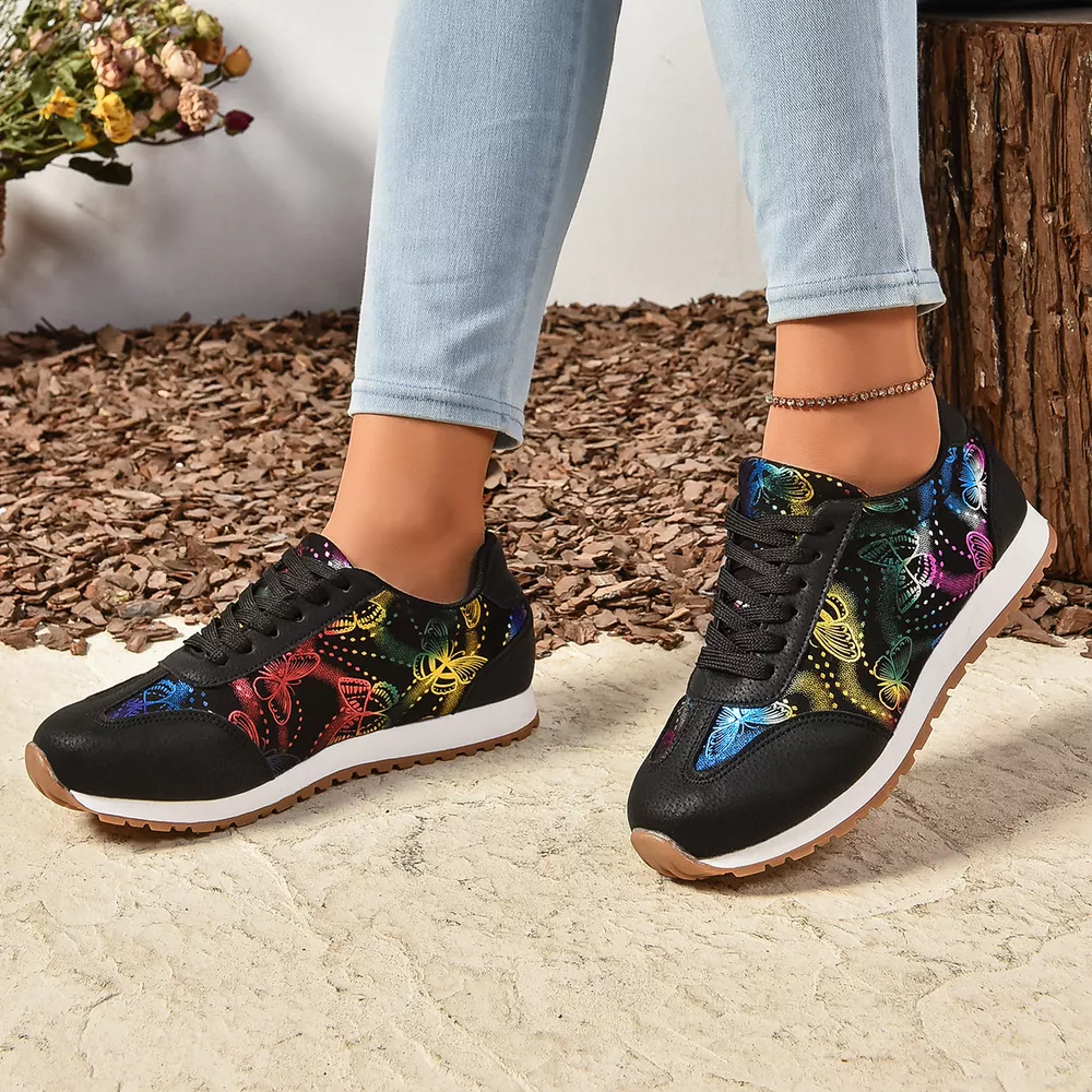 Butterfly Print Casual Sneakers, image 4