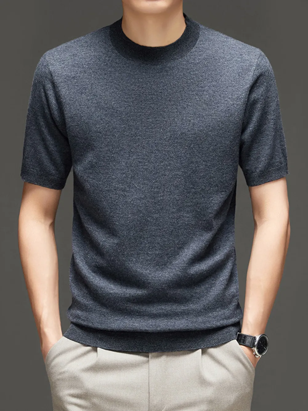 Men's Plus Size Round Neck Short Sleeve Top, image 2