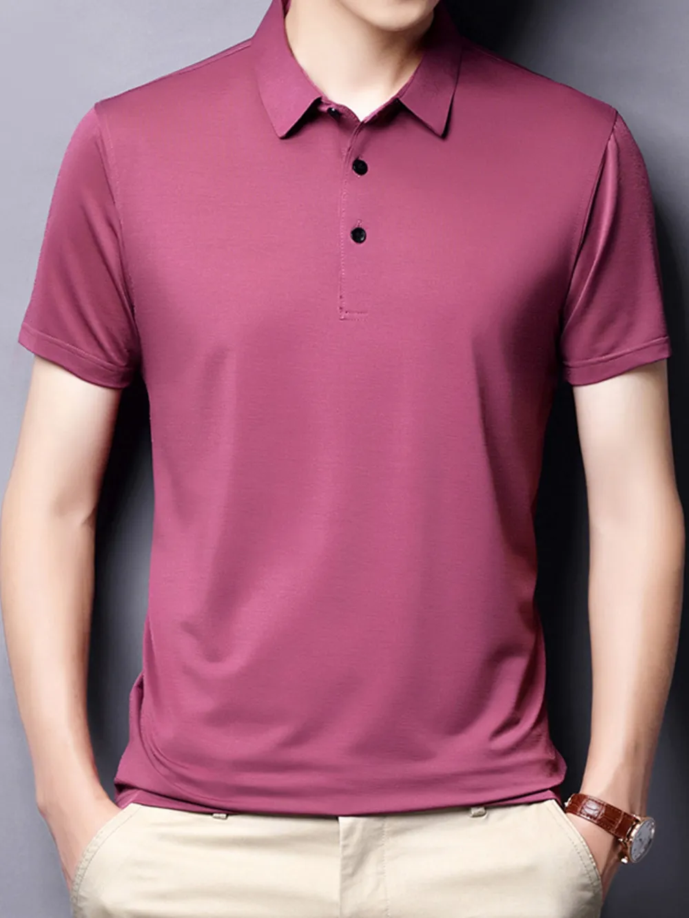 Men's Plus Size Button Detail Short Sleeve Polo, image 8