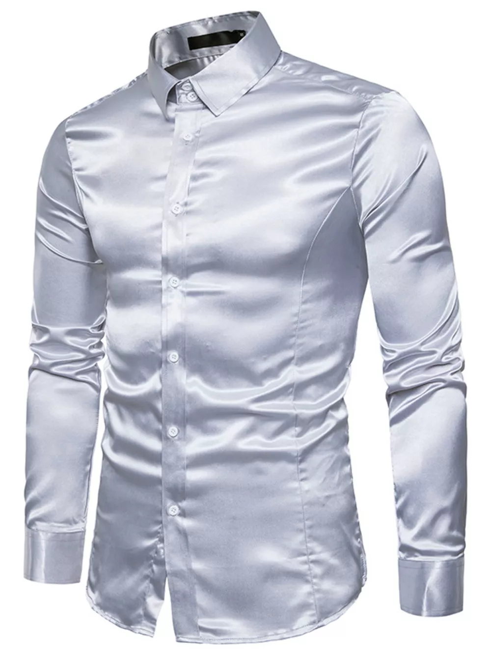 Men's Satin Long Sleeve Shirt, image 10