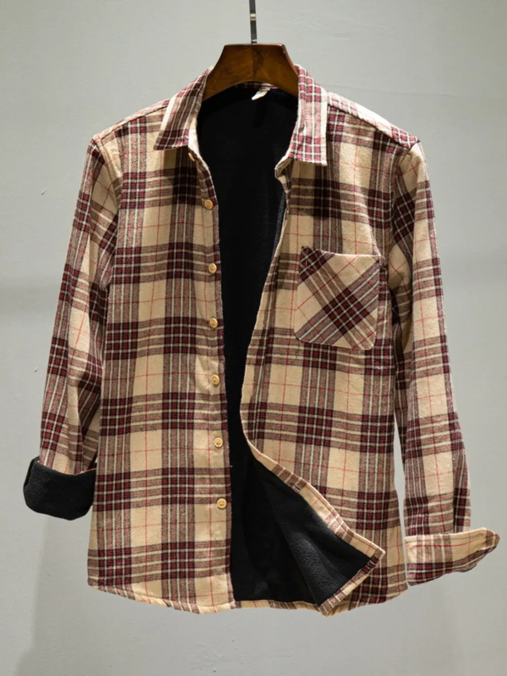 Men's Plus Size Plaid Button Up Long Sleeve Shirt, image 6