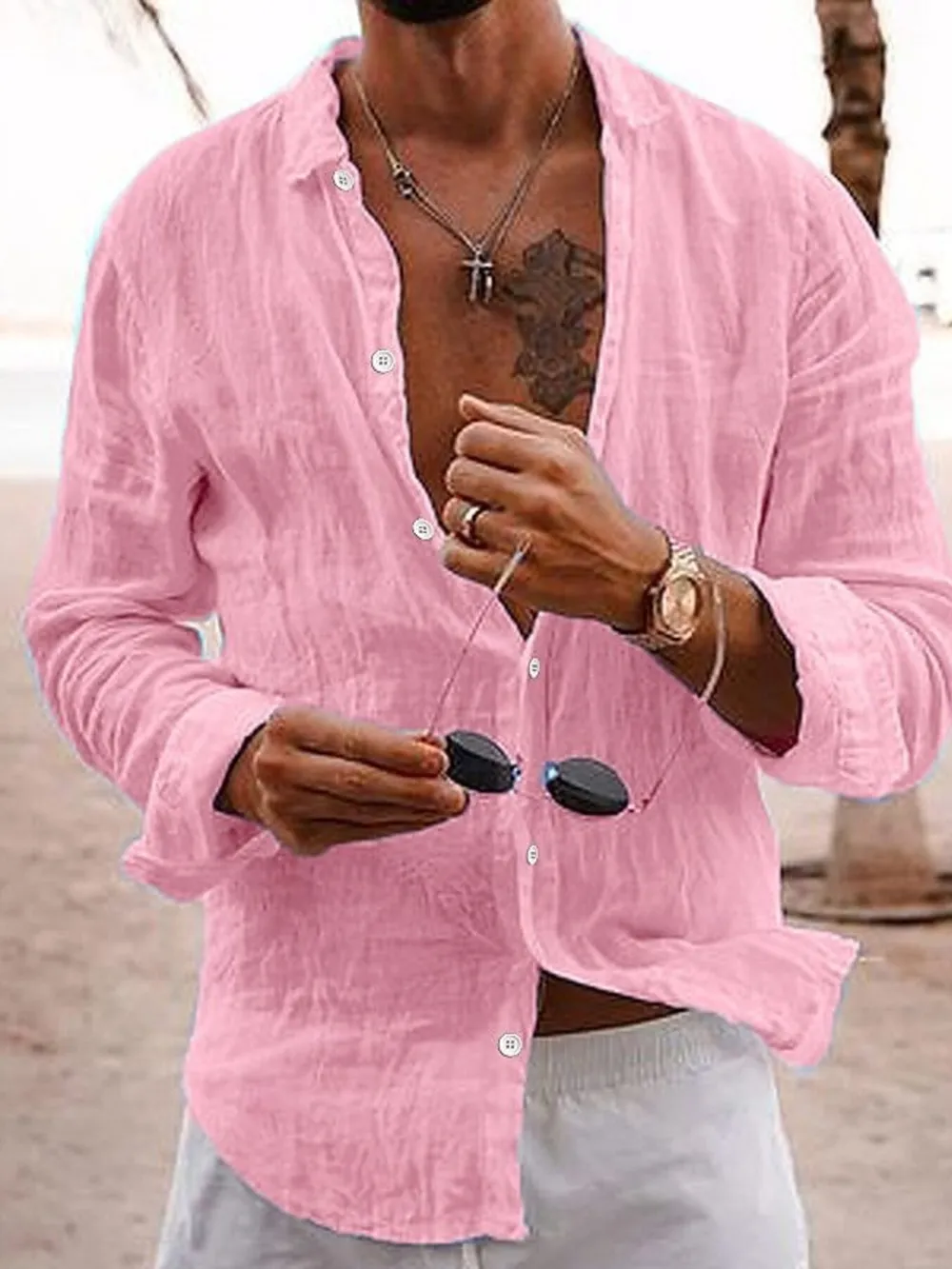 Men's Full Size Button Up Long Sleeve Shirt Plus Size, image 4