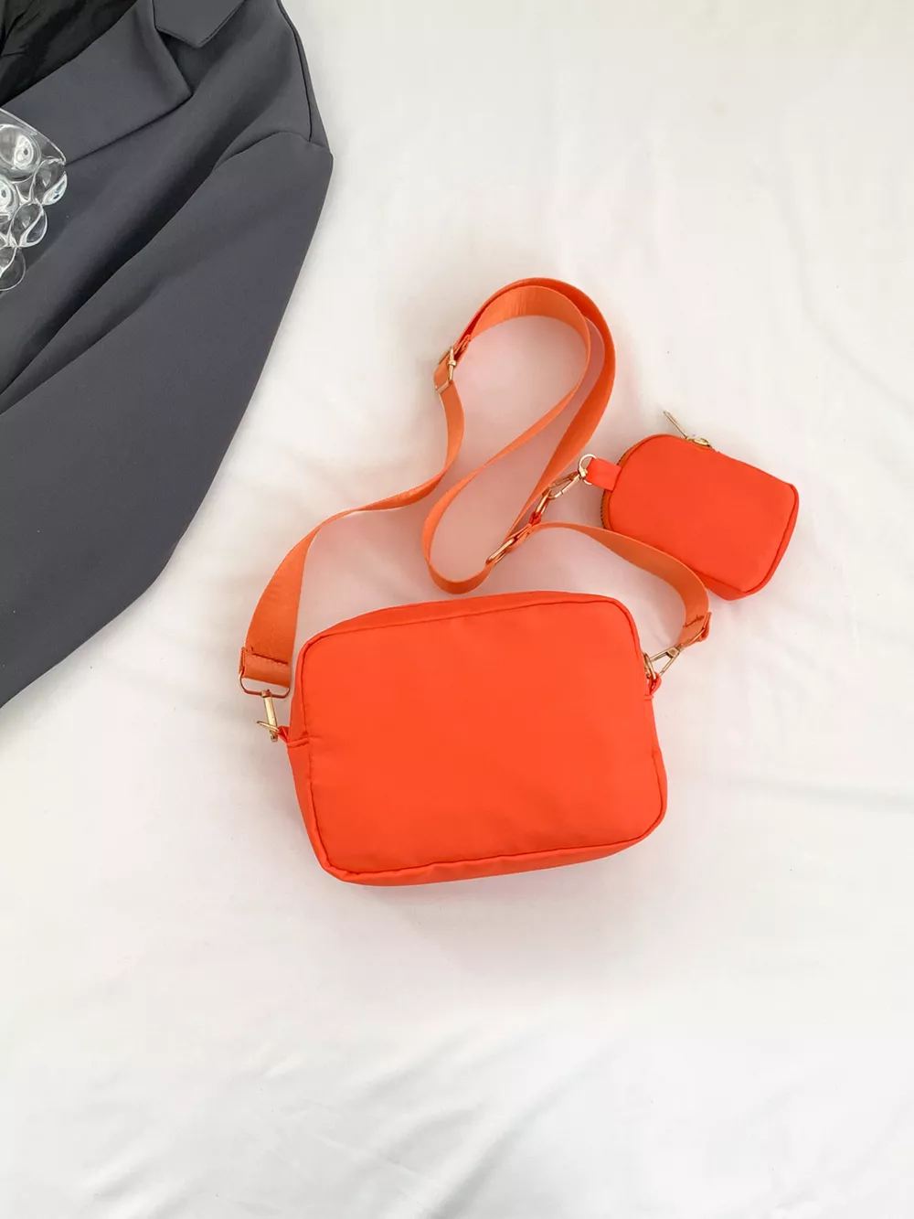 Chevron Quilted Crossbody Bag with Mini Pouch, image 13