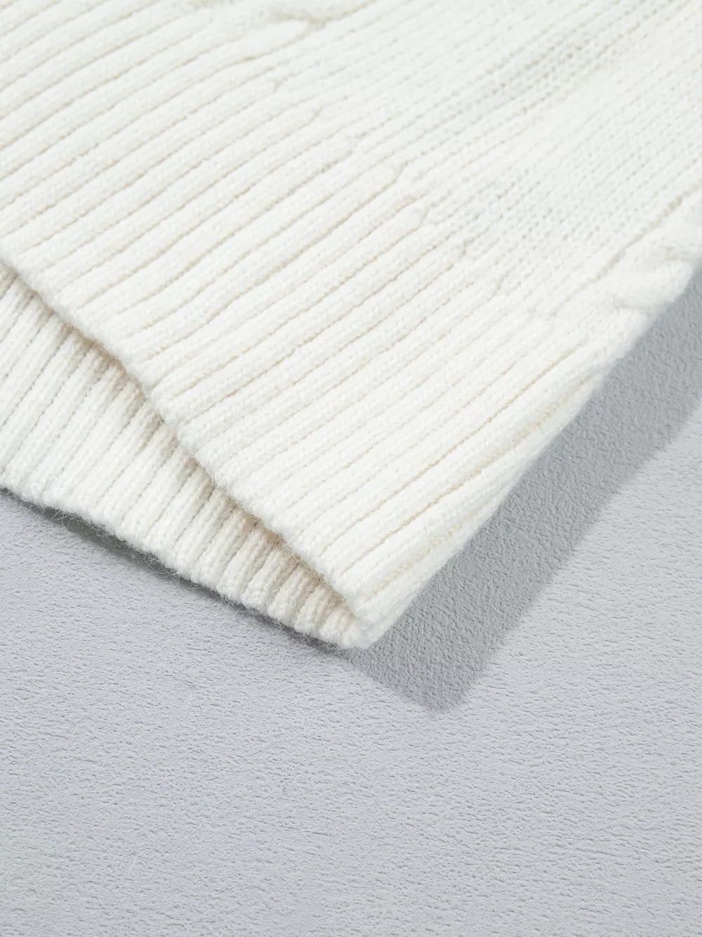 Solid Color Cable Detail Knit Loose Round Neck Sweater, image 11