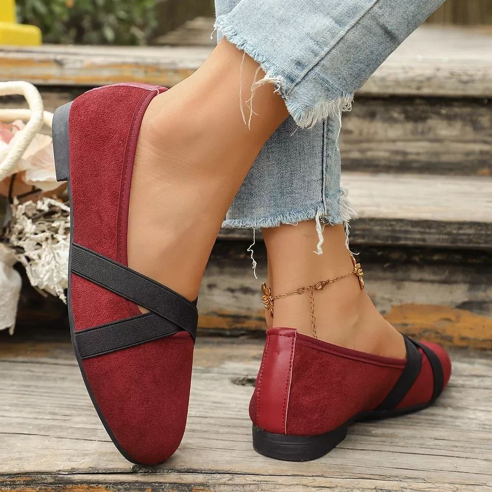 Suede Cross-Strap Slip-On Loafers, image 4