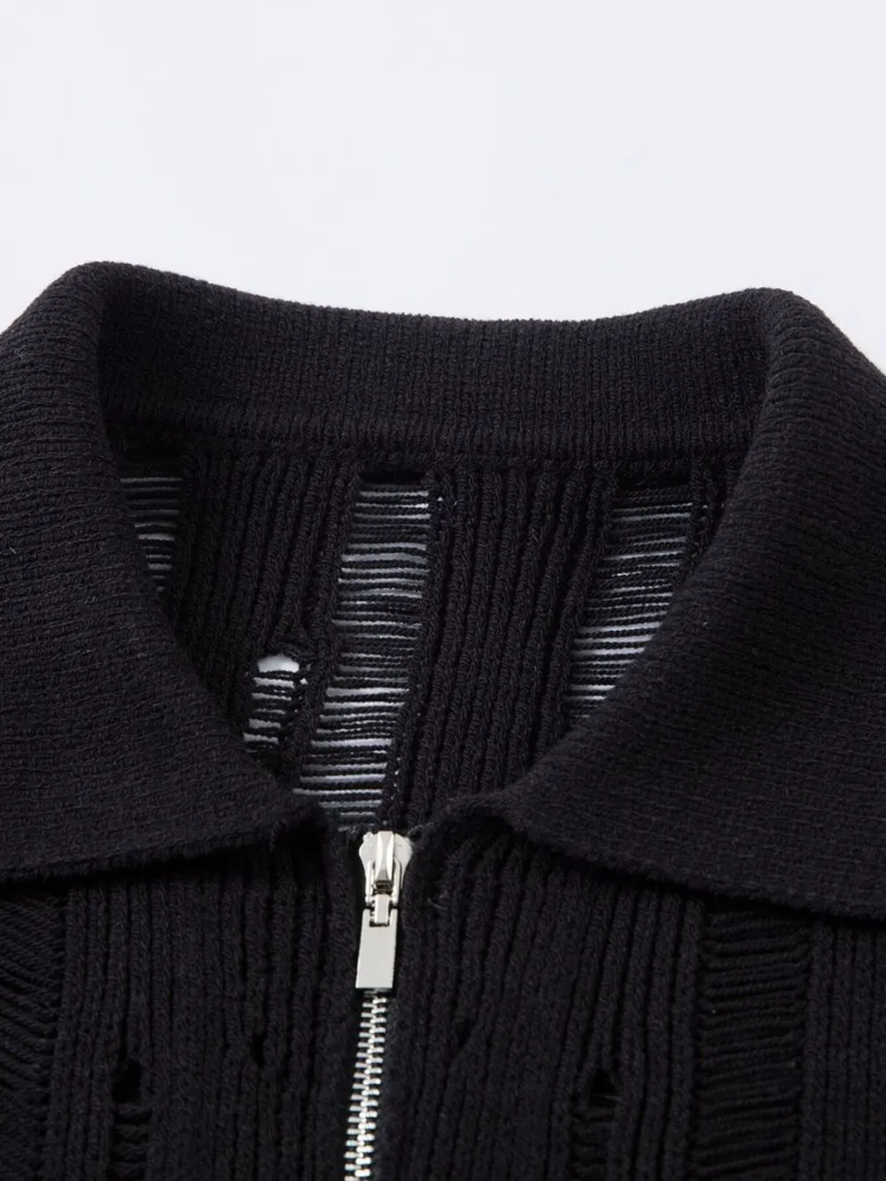 Men's Zip Up Openwork Cardigan, image 8